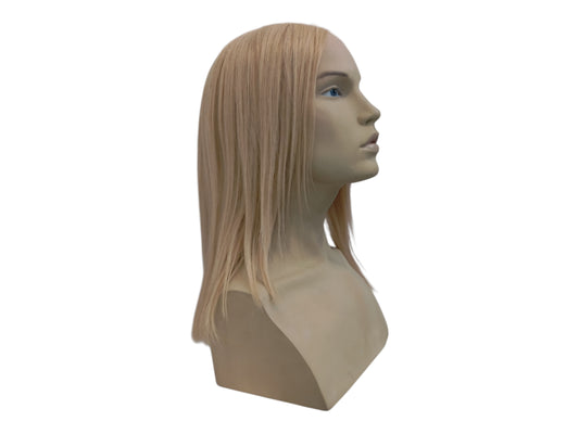 Long Straight Blonde Human Hair Wig - Invisible Shoulder Length Wig