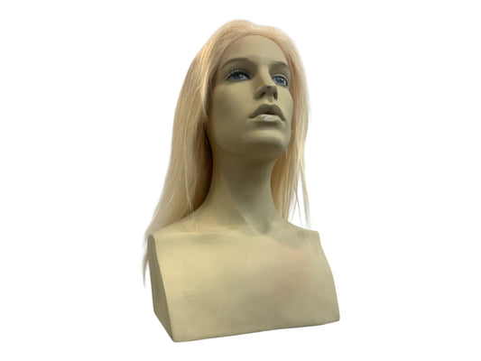 Long Straight Platinum Blonde Human Hair Lace Front Wig