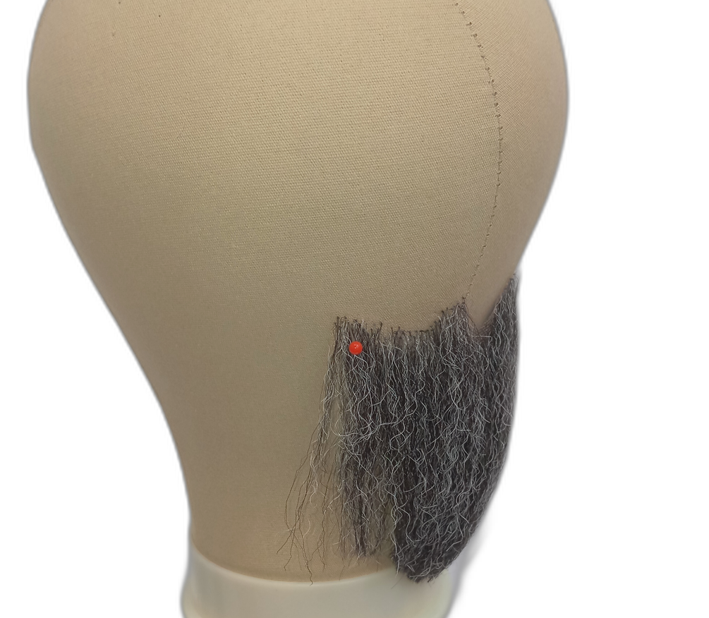 Large Gray Underchin Handmade Beard on Lace