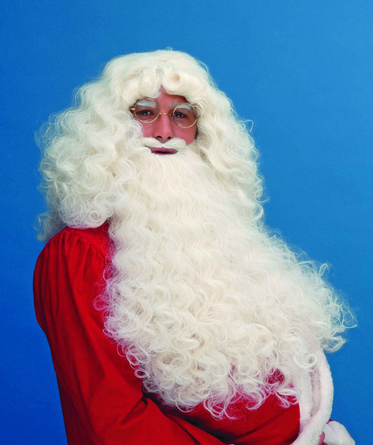 Professional Santa Claus' Set Wig Beard and eyebrows Ivoire egg white color
