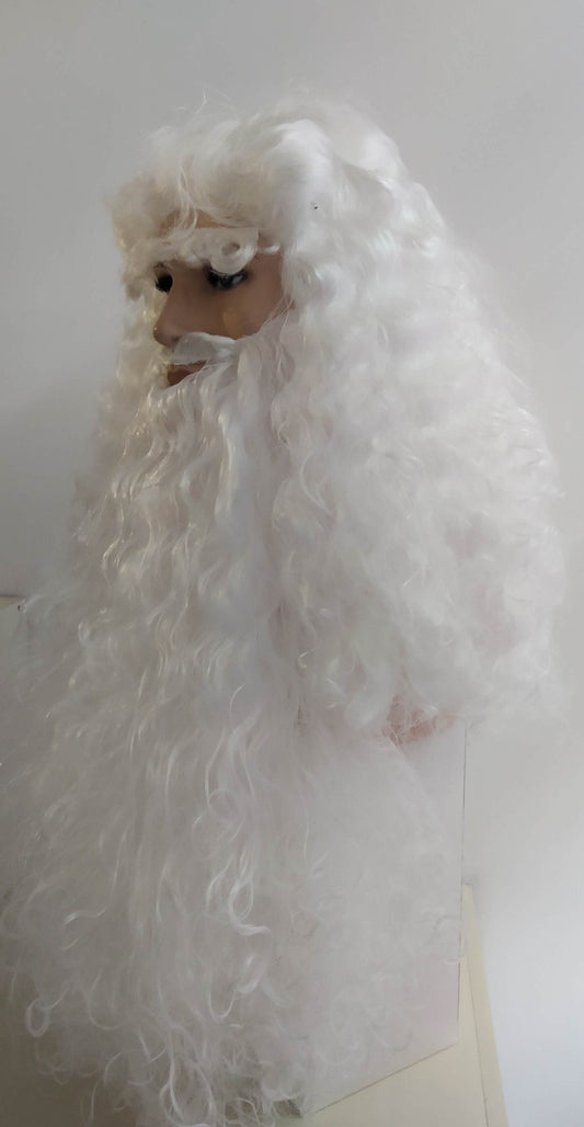 Professional Santa Claus' Set Wig Beard and eyebrows White color