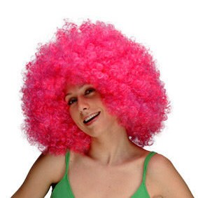 Stor lyserød afro paryk