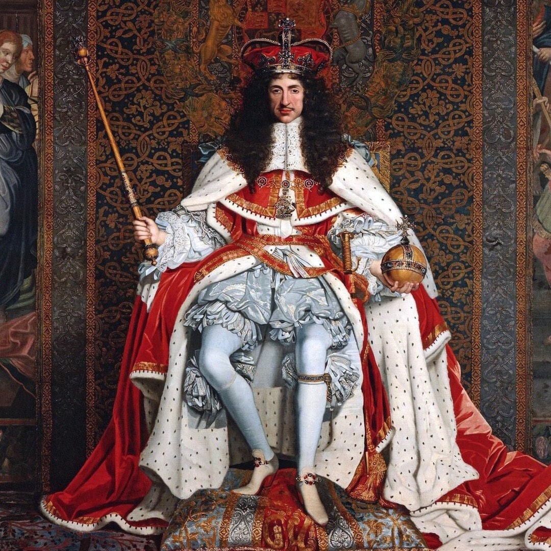 Kong Karl II 1660 Sort paryk fra perioden