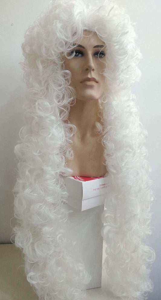 Πολύ Μακριά Λευκή Σγουρή Περούκα Εποχής Αντιβασιλείας