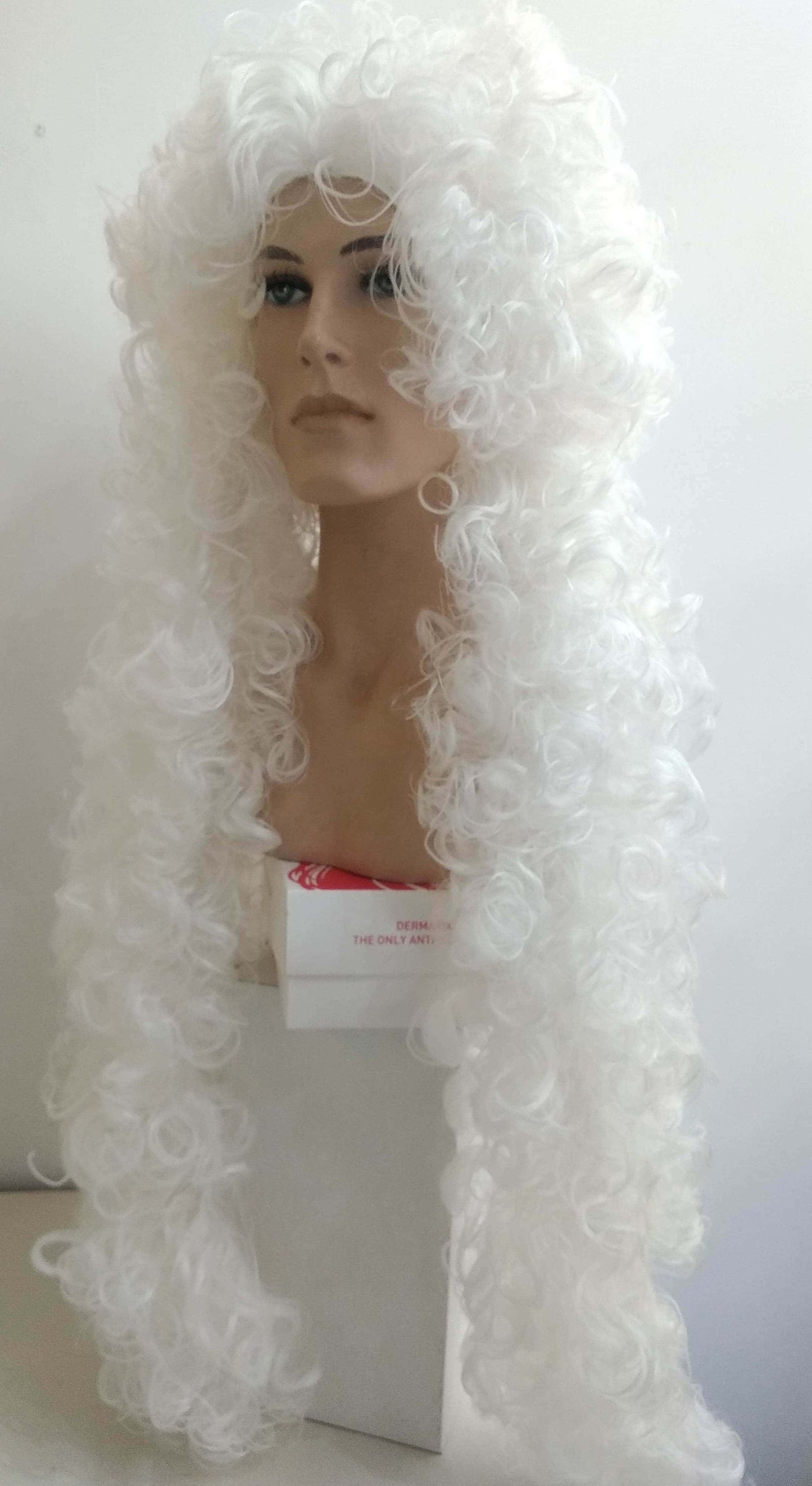 Regency Period -kihara valkoinen extra pitkä peruukki