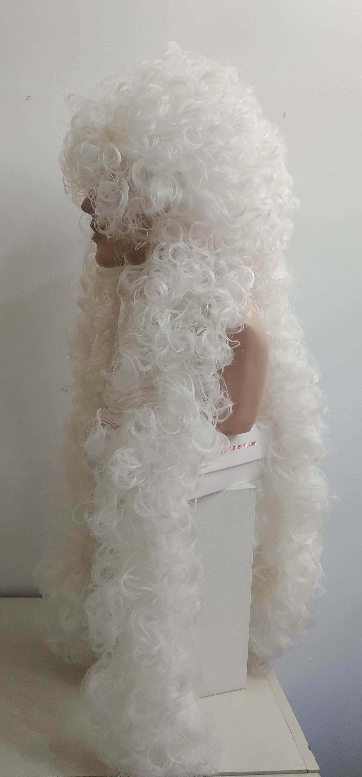 Regency Period -kihara valkoinen extra pitkä peruukki