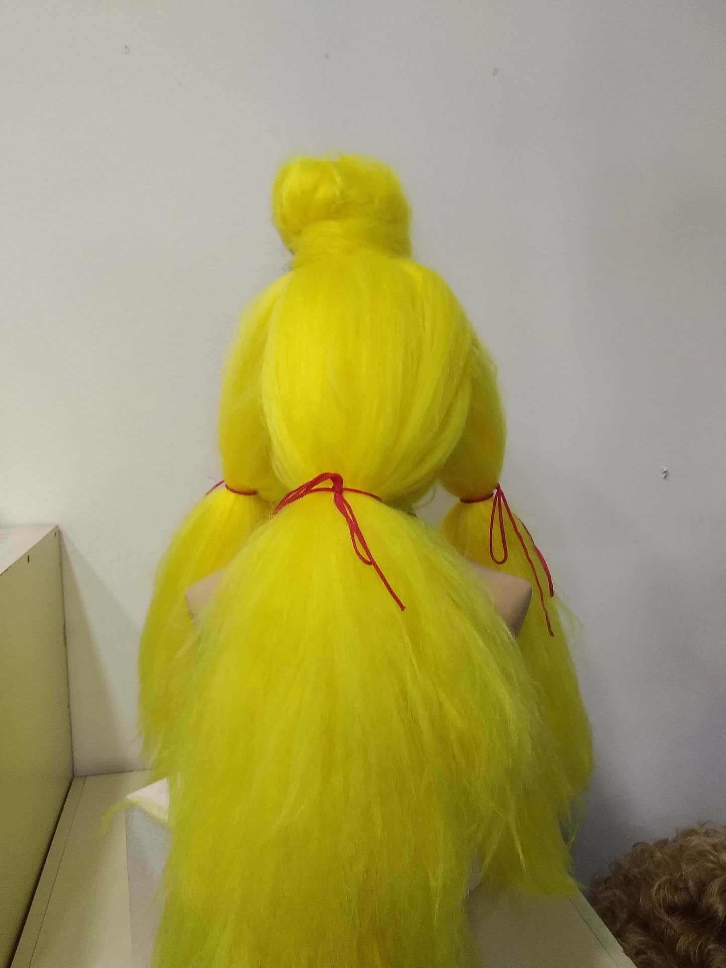 Elvira Yellow Long Texturised Costume Party Wig made to order in one week