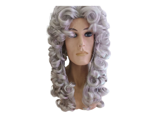Colonial period Regency Male Gray Curly Wig