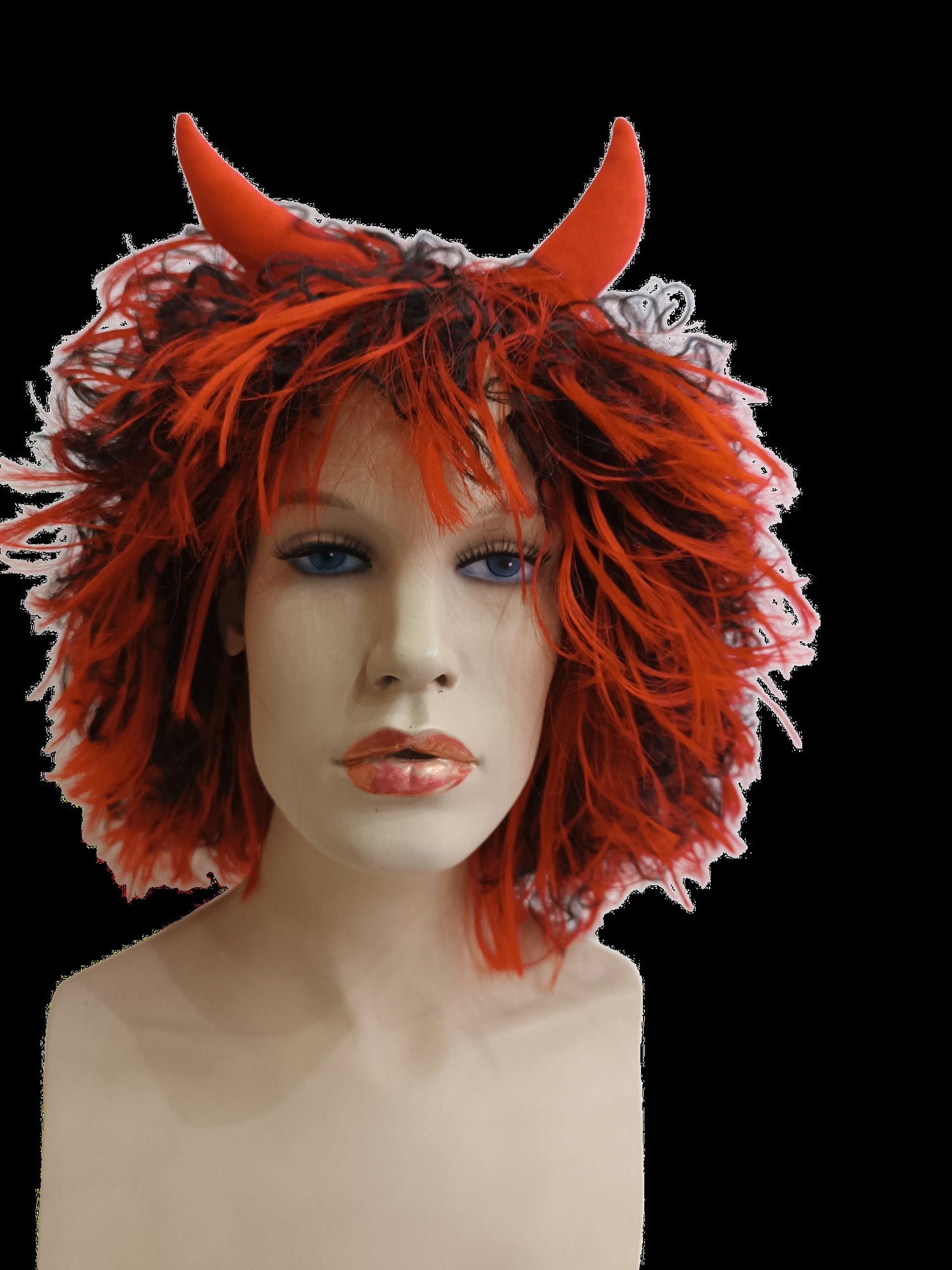 Hun - Djævel Halloween Ildrød Sort Cosplay Kostume Paryk