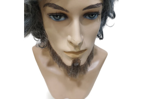 Realistic Fake Brown Gray Natural Hair Handmade Beard on Lace