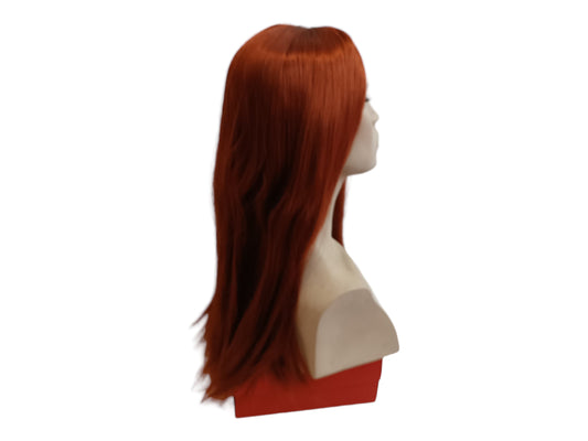 Jane long 22 " inches dark red auburn middle parting with skin parting synthetic wig