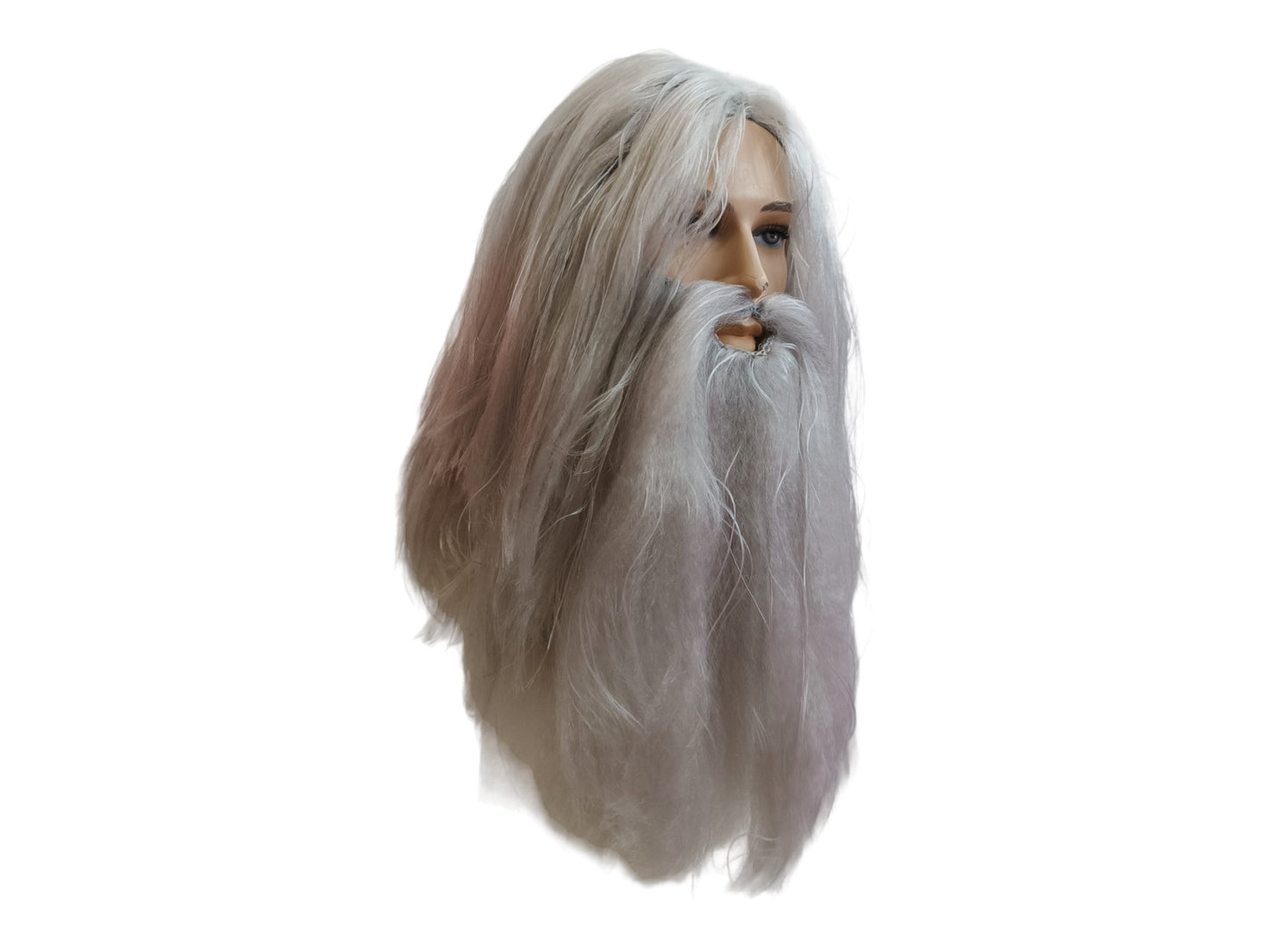 Grå Troldmands Cosplay Kostume Lang Paryk og Skæg