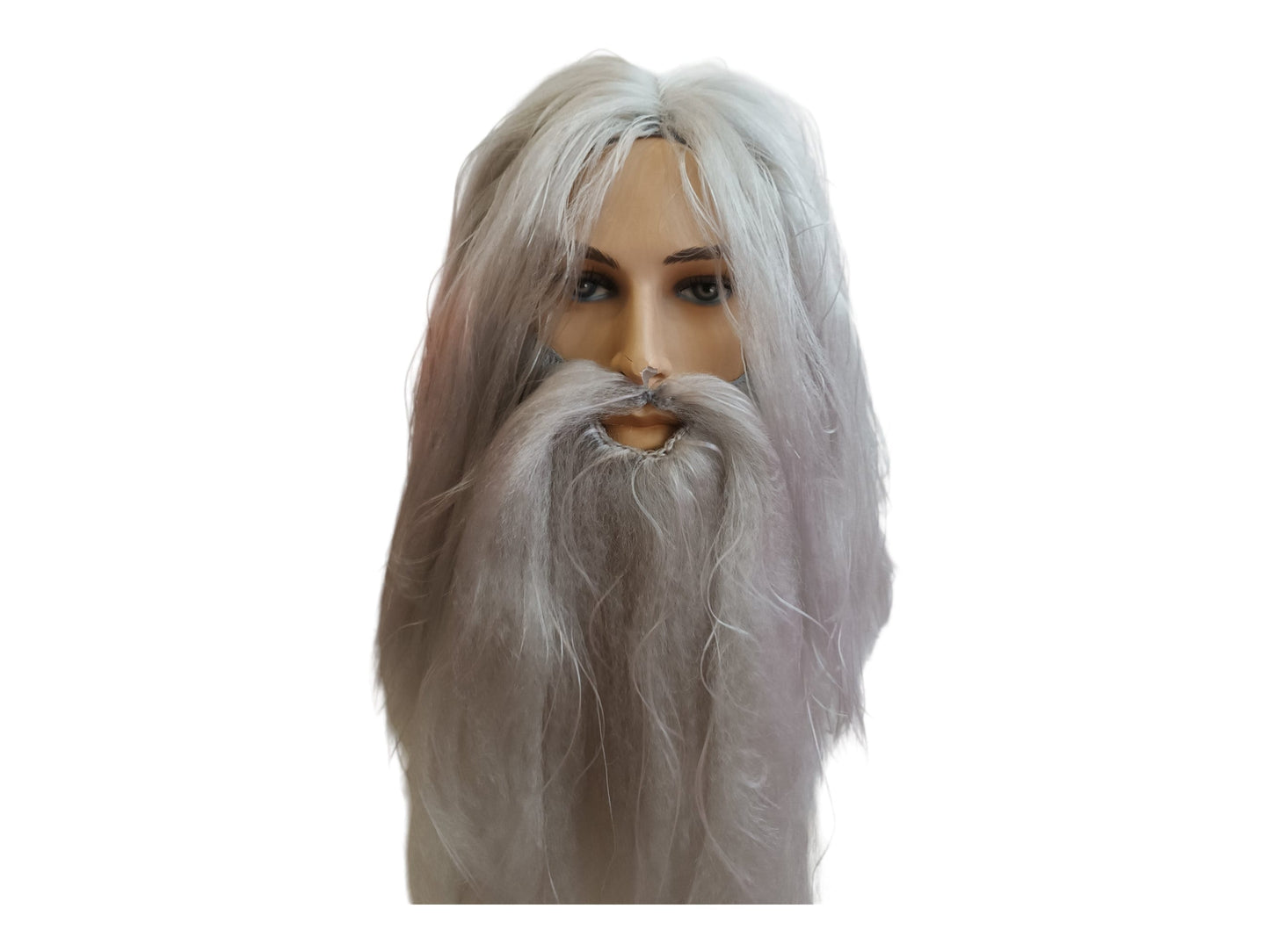 Grå Troldmands Cosplay Kostume Lang Paryk og Skæg
