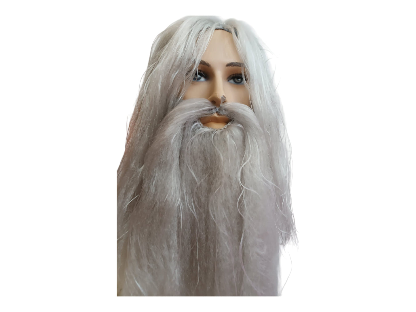 Grå Troldmands Cosplay Kostume Lang Paryk og Skæg