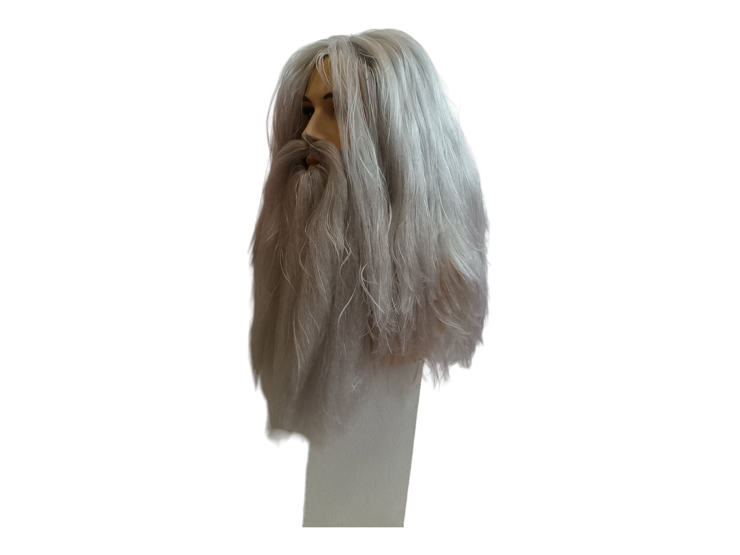 Grå Troldmands Cosplay Kostume Lang Paryk og Skæg