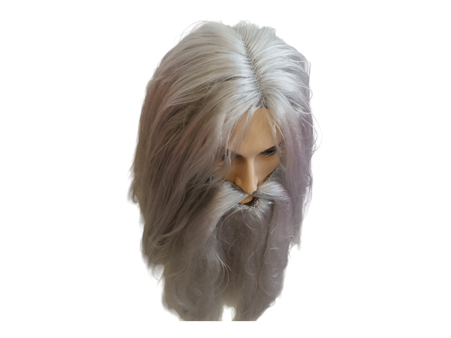 Grå Troldmands Cosplay Kostume Lang Paryk og Skæg