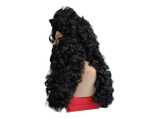 King Luis XIV Black High Wig Period early 1700 beginning of 18th century