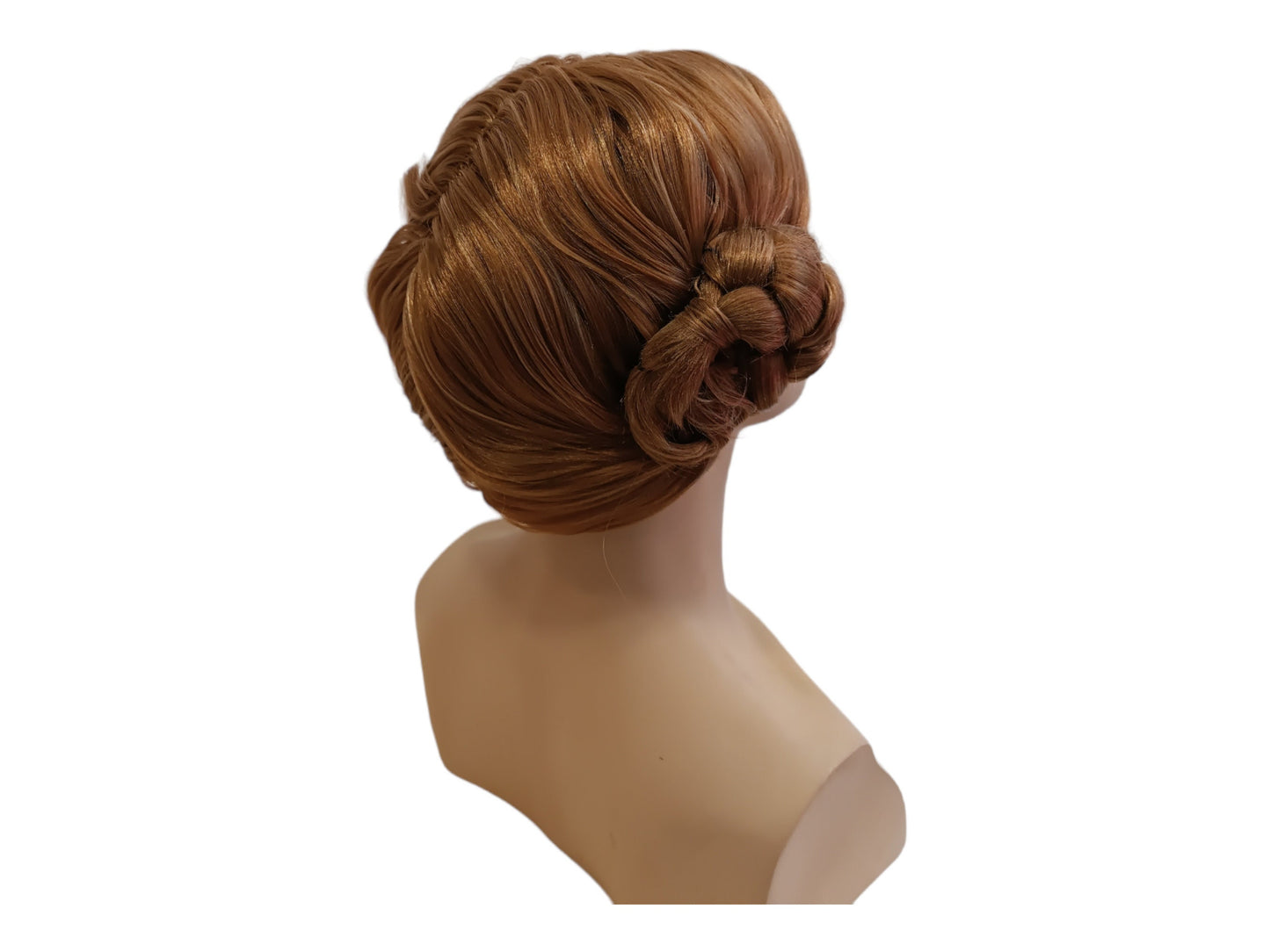 Prinsessa Leia -ruskea peruukki. Sivunutturaperuukki. Cosplay-peruukki roolileikkiasuille.