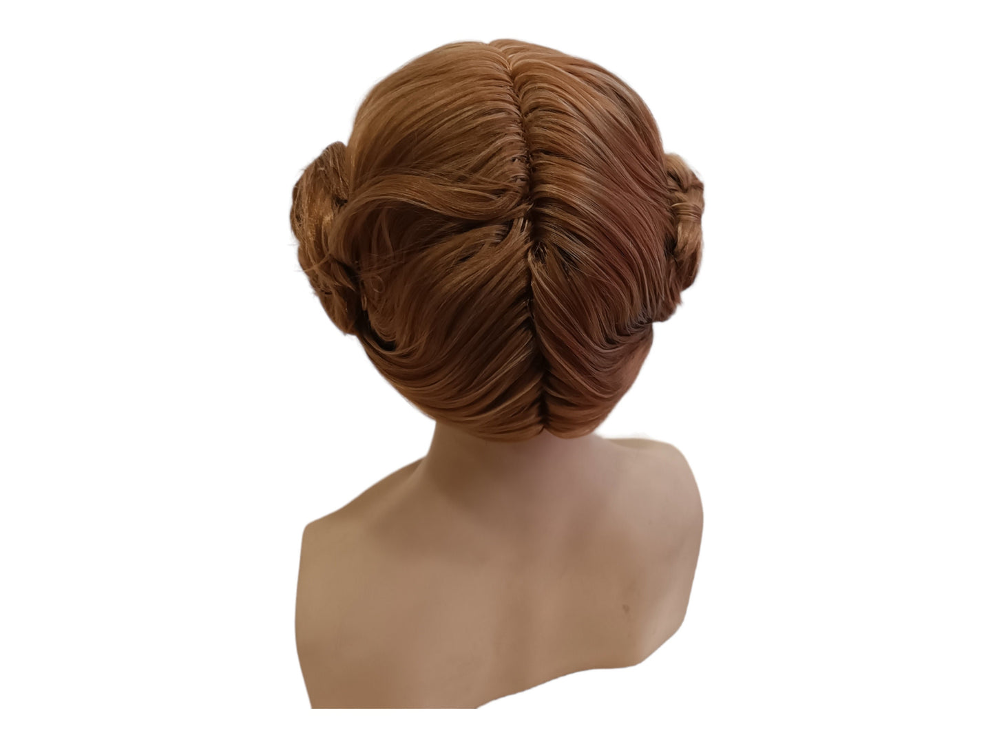 Prinsessa Leia -ruskea peruukki. Sivunutturaperuukki. Cosplay-peruukki roolileikkiasuille.