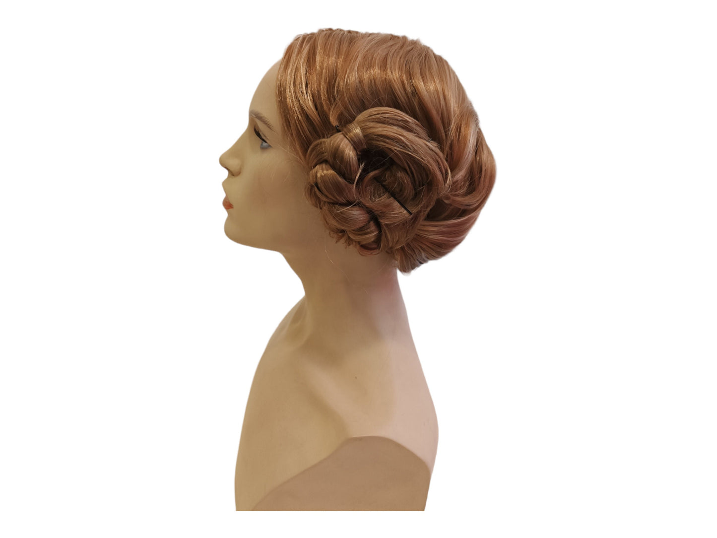 Prinsessa Leia -ruskea peruukki. Sivunutturaperuukki. Cosplay-peruukki roolileikkiasuille.