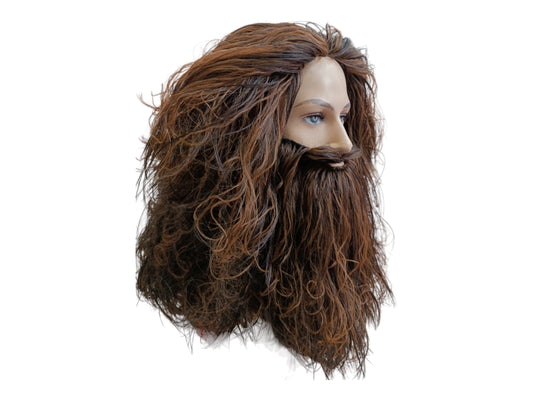 Guard brown Caveman Large wig and beard costume set