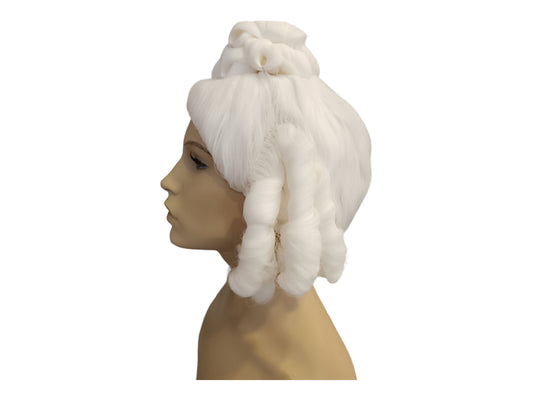 Rococo Period Matt White Powdered Female Wig