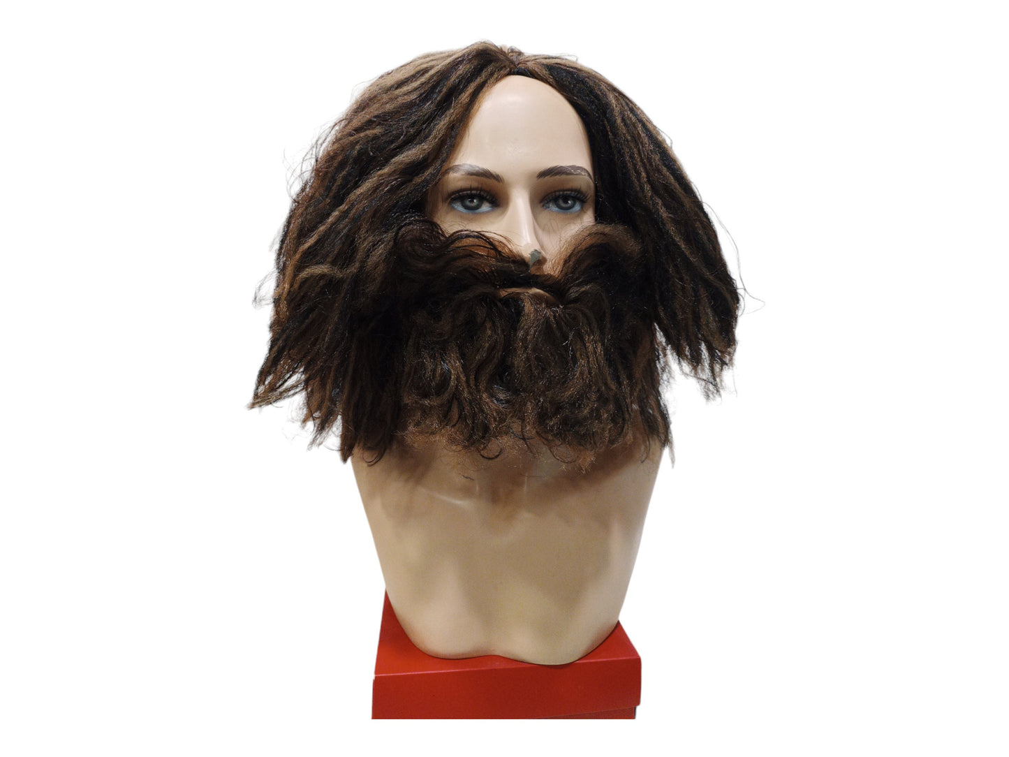 Caveman Black and Brown Wig and Beard cosplay costume