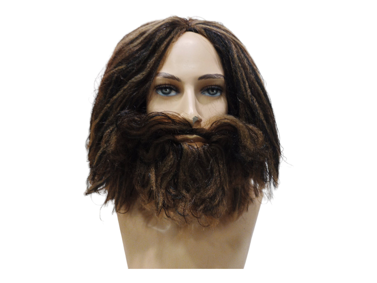 Caveman Black and Brown Wig and Beard cosplay costume