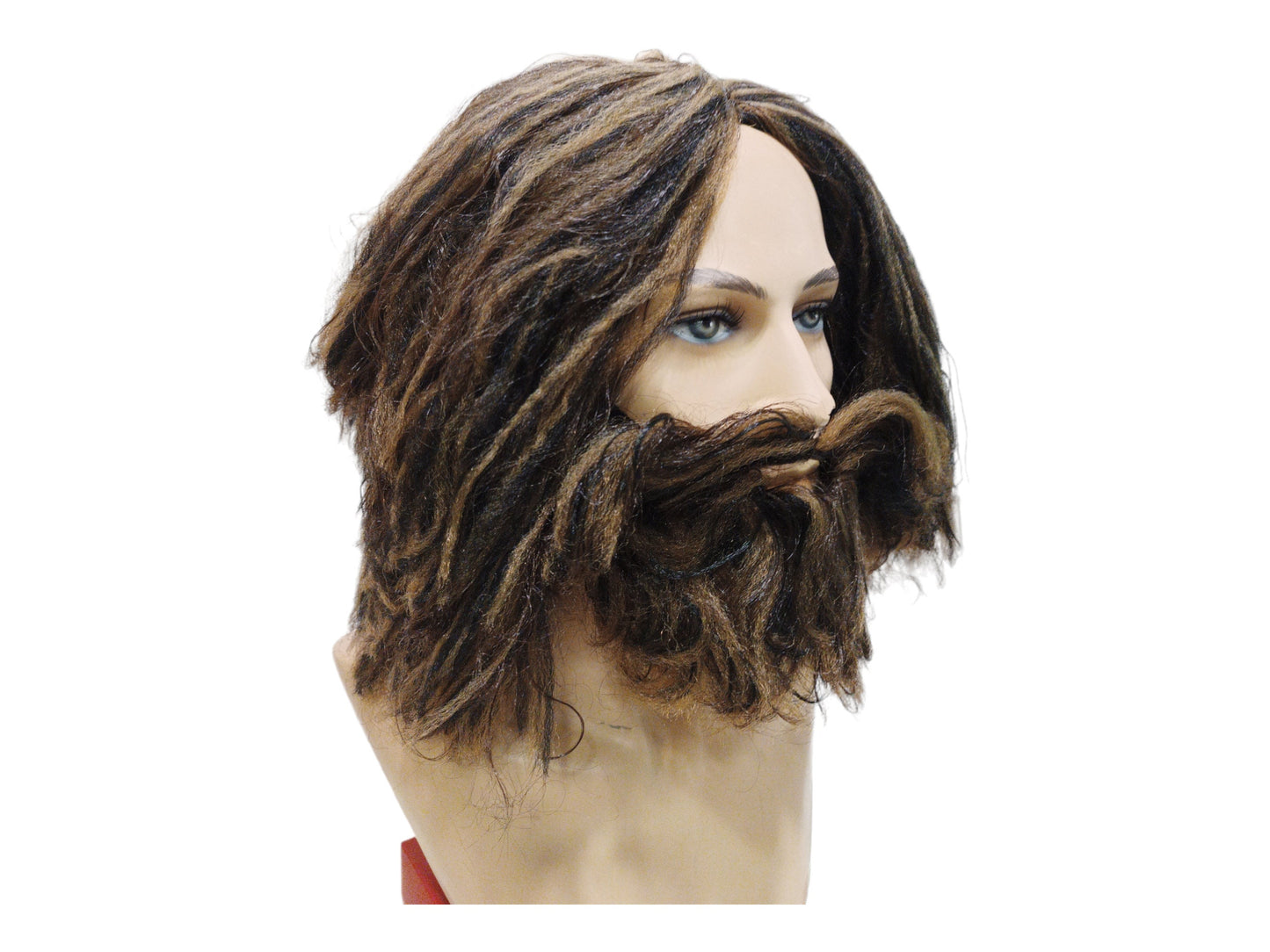 Caveman Black and Brown Wig and Beard cosplay costume
