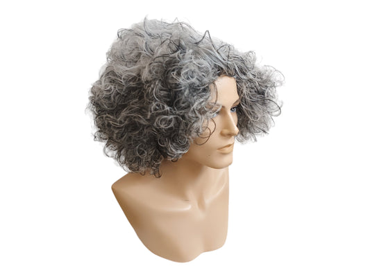 Curly Grey Powdered Wig | Perfect for Historical, Costume, and Mad Scientist Looks