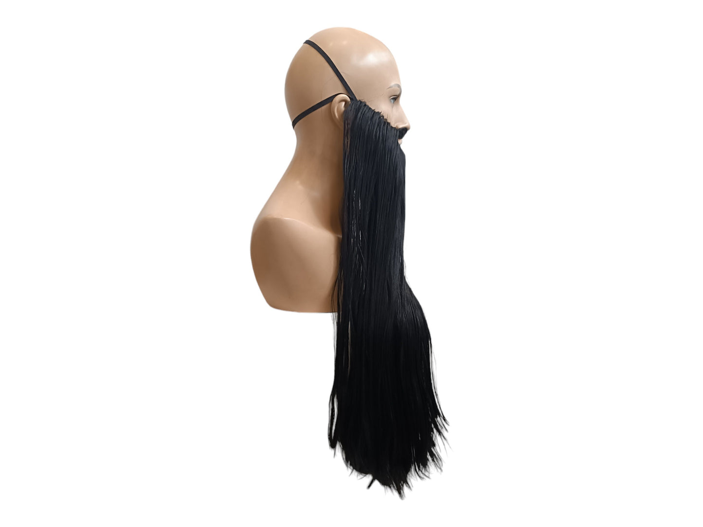 Dark Wizard Langt Lige Sort Skæg 70 cm eller 27" | Perfekt til Cosplay og Kostumer | Langt Lige Sort Skæg 70 cm eller 27"