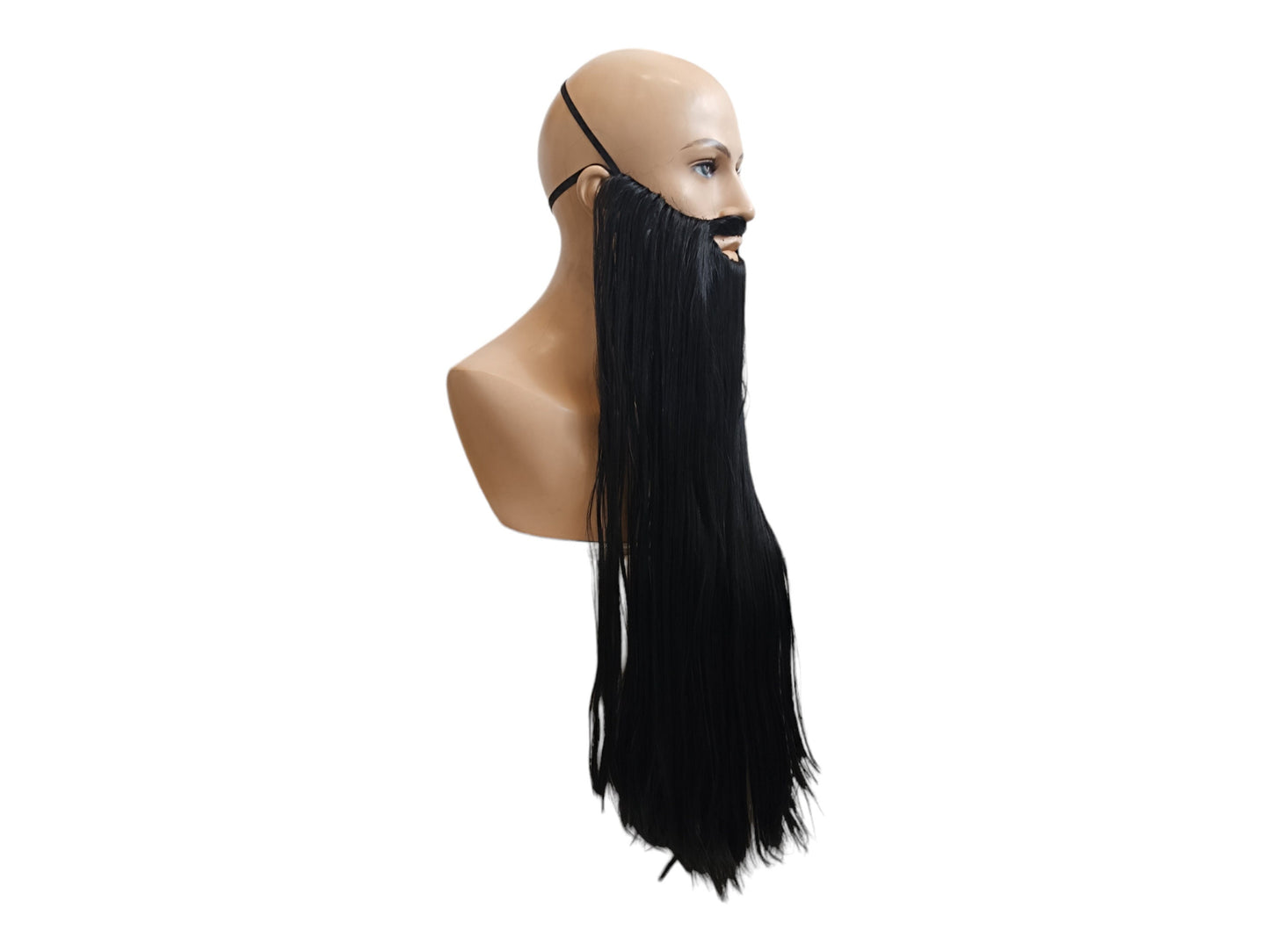 Dark Wizard Langt Lige Sort Skæg 70 cm eller 27" | Perfekt til Cosplay og Kostumer | Langt Lige Sort Skæg 70 cm eller 27"