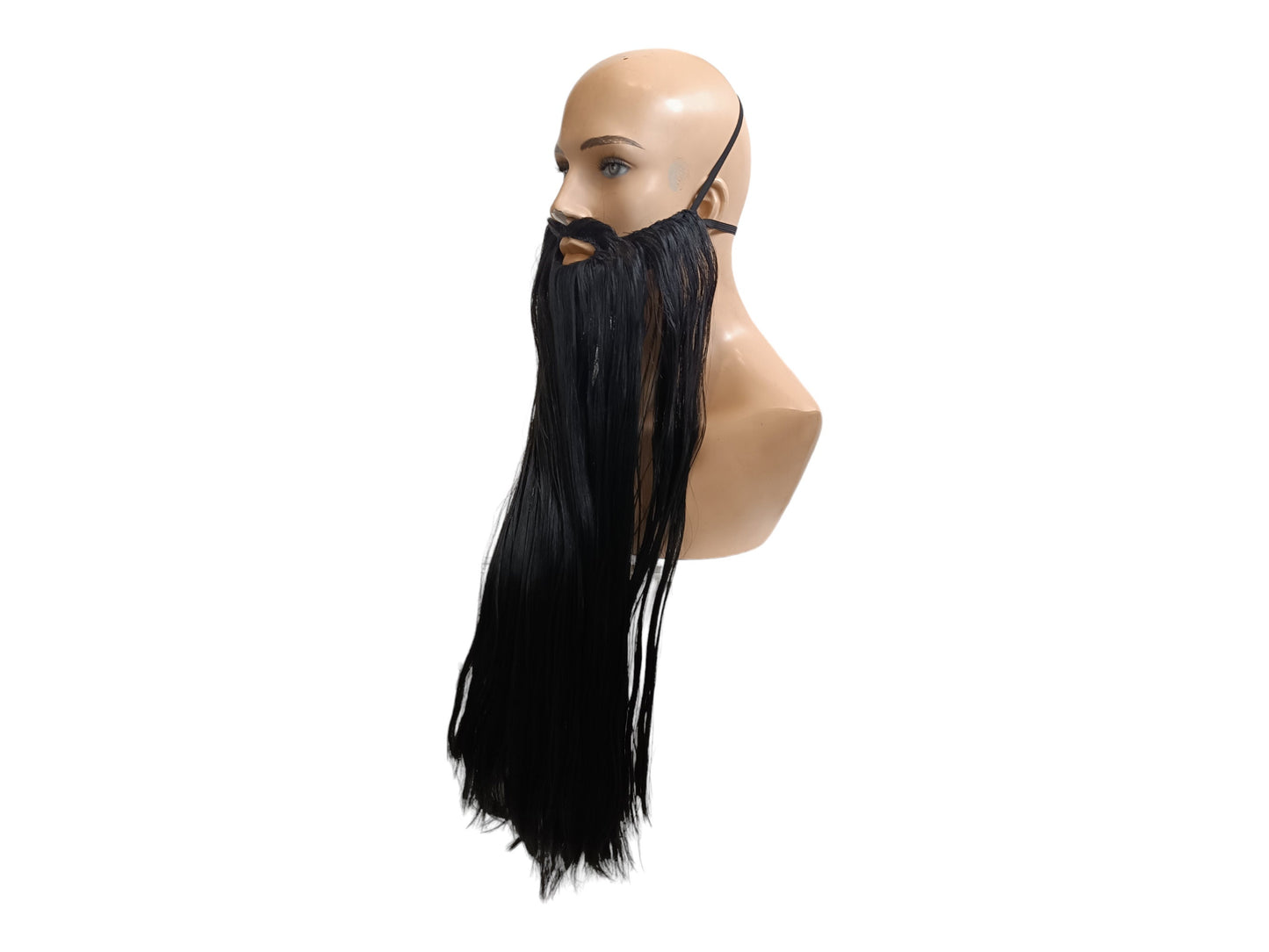 Dark Wizard Langt Lige Sort Skæg 70 cm eller 27" | Perfekt til Cosplay og Kostumer | Langt Lige Sort Skæg 70 cm eller 27"