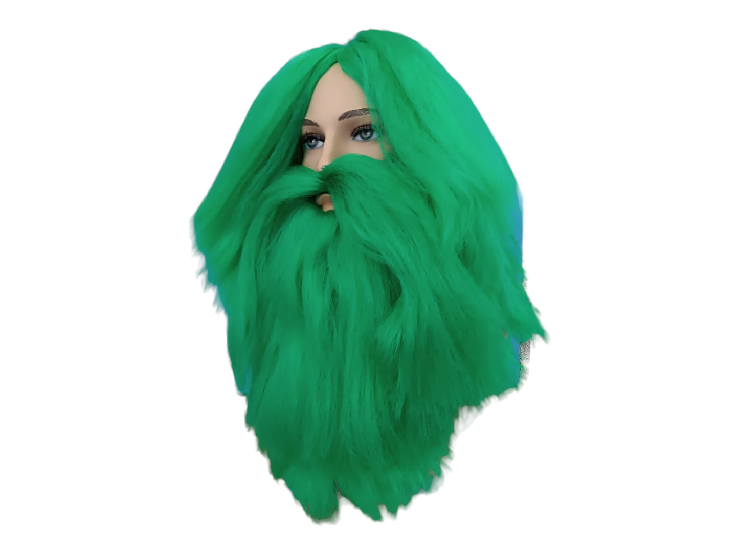 Barbeverte Green Beard and Wig Set - Custom Theater and Cosplay Wig texturized wig and bushy beard cosplay wig