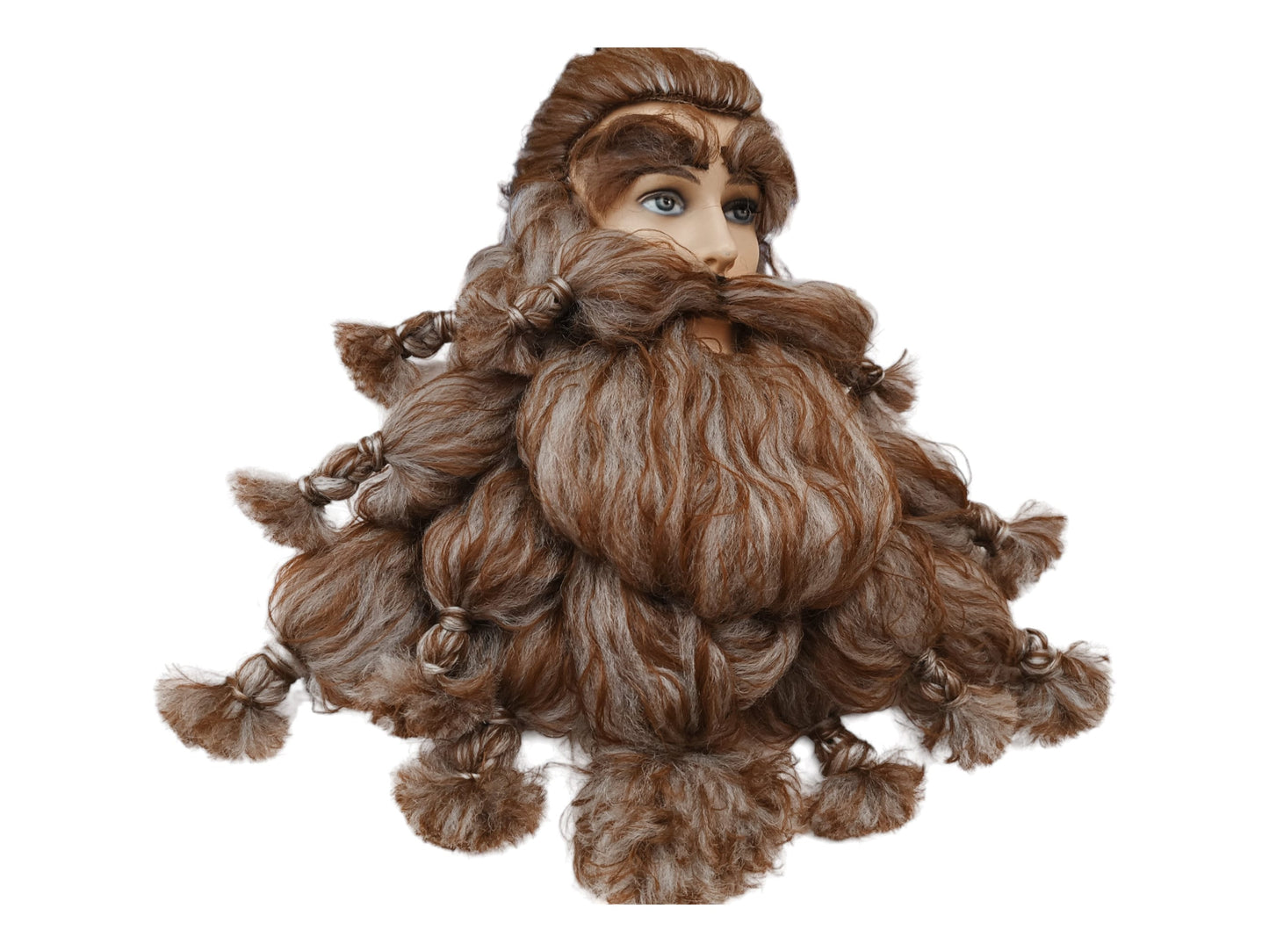 Stojk legendarisk paryk og skæg og øjenbryn kostume cosplay sæt