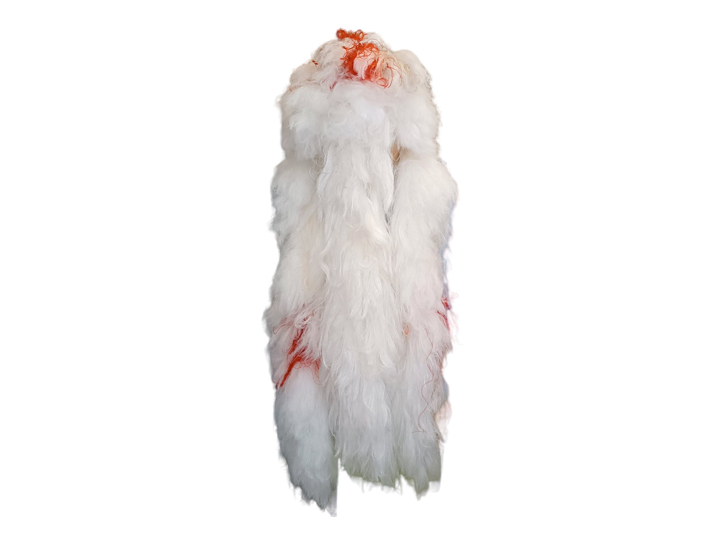 Xandor hvid ekstra lang 64" 160cm Cosplay Tekstureret paryk med striber