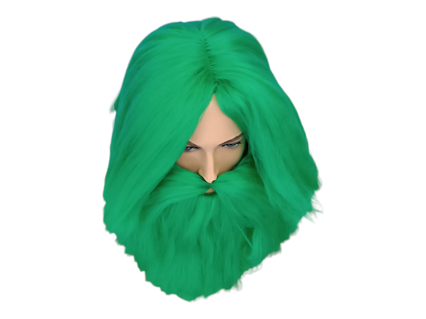 Barbeverte Green Beard and Wig Set - Custom Theater and Cosplay Wig texturized wig and bushy beard cosplay wig