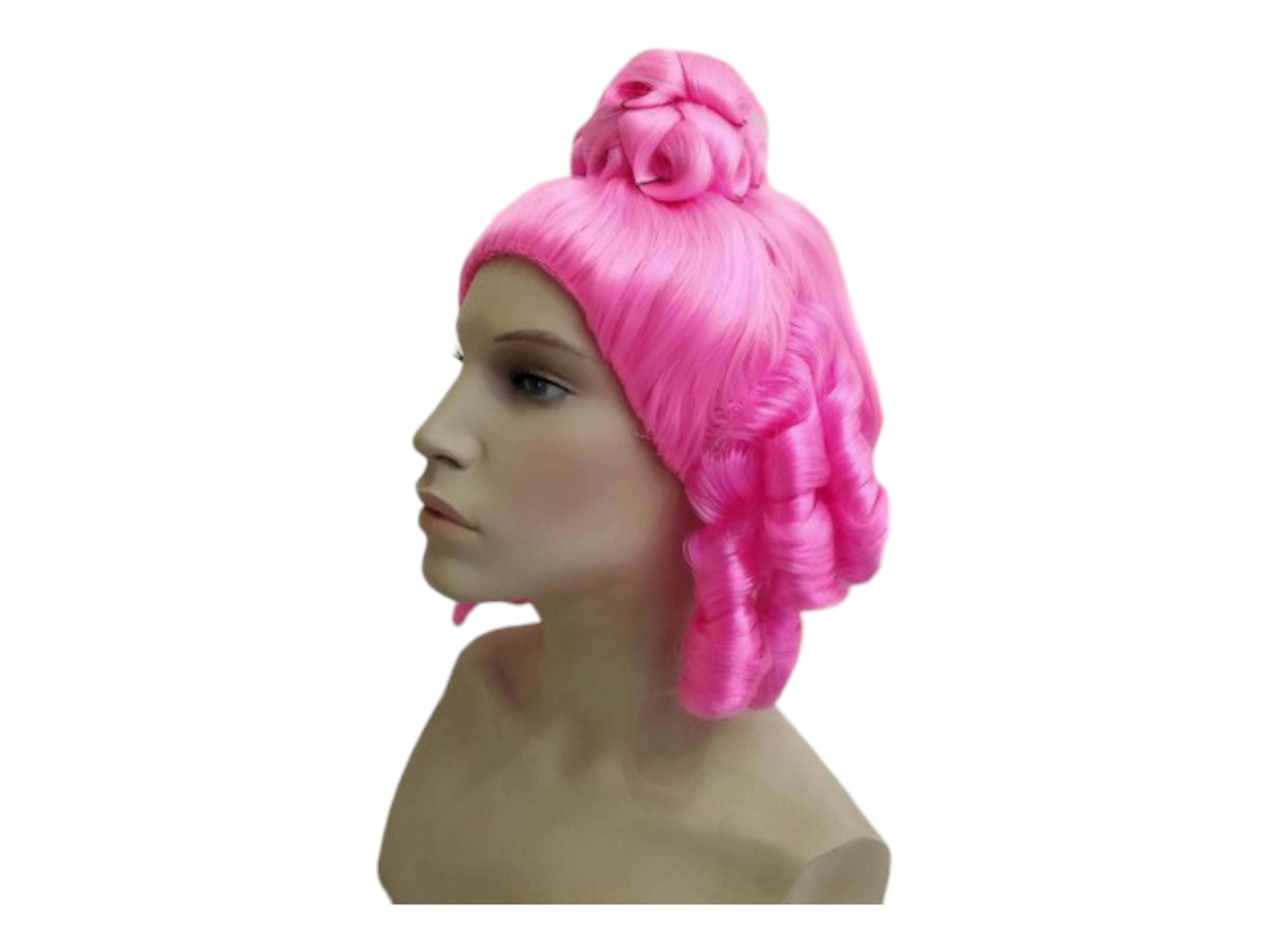Charlotte | Rokokoo-pinkki korkea peruukki | 1700-luvun aatelisnaisen peruukki