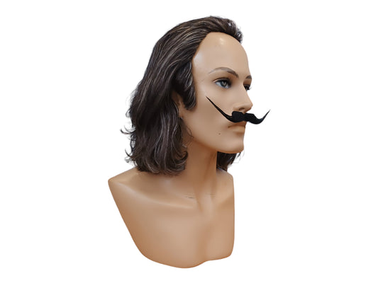 Salvador Dali Wig - Brown Gray Medium Length Hair with Bald Front - Customizable