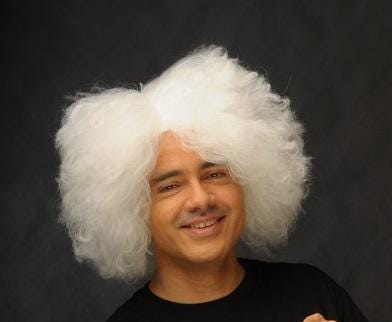 Einstein's White Texturized cosplay costume wig set bushy handmade on lace moustache