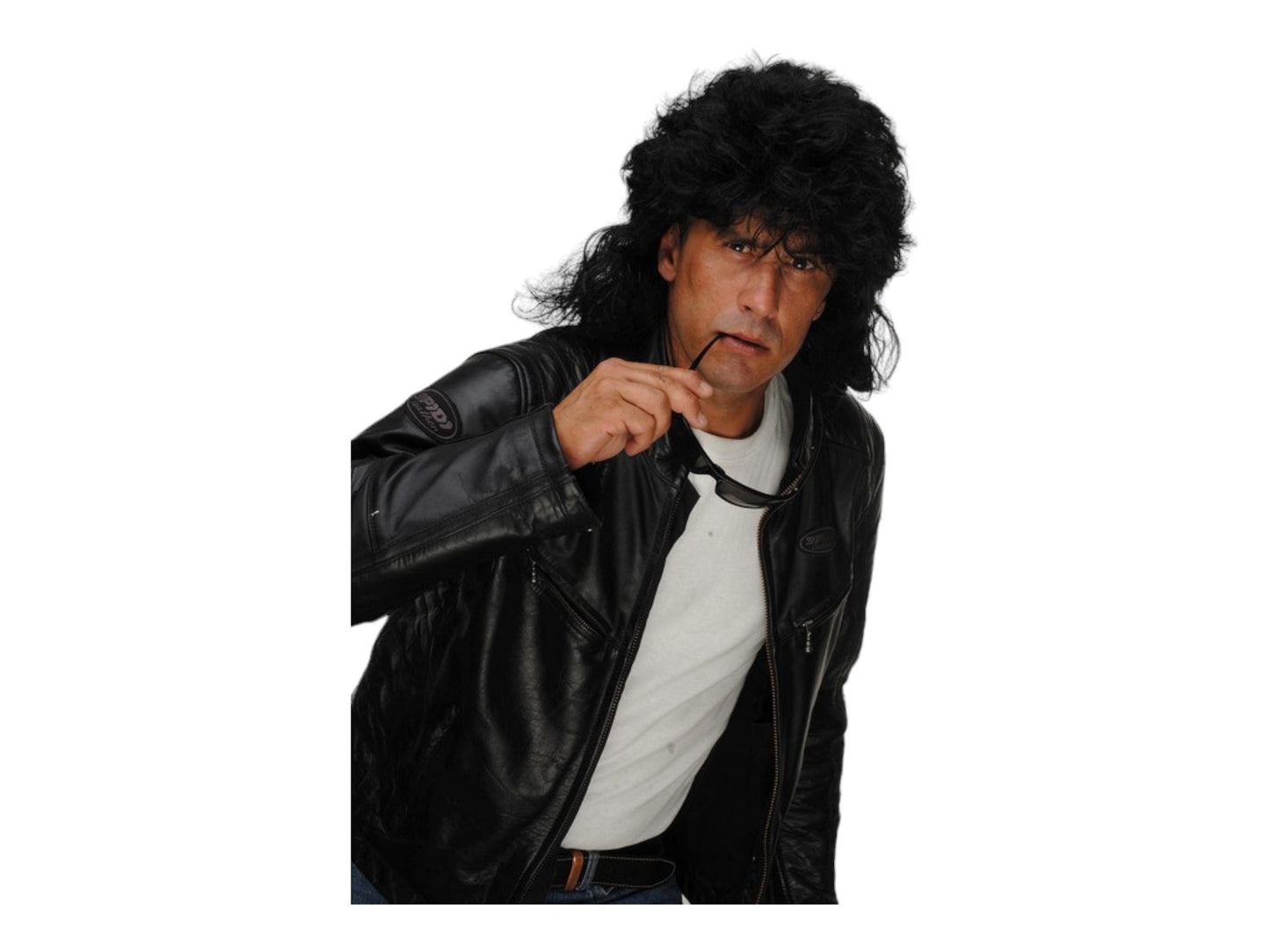 Mullet sort paryk til mænd fra 1980'erne