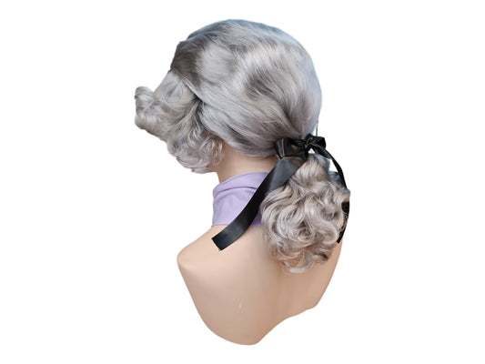 Αυθεντική Γκρίζα Περούκα Εποχής της Αμερικανικής Επανάστασης σε στυλ Πολιτοφυλακής της Νέας Υόρκης 1780