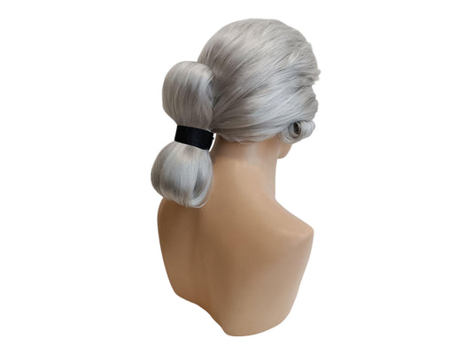 Imperial Officer Wig – Napoleonic Era Style In Glossy Silver Grey