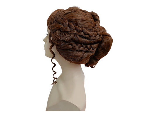 Penelope Wig – Light Brown Braided Chignon Wig With Side Ringlets –historical Wig – Greek Mythology, Roman, Medieval, Or Renaissance Style