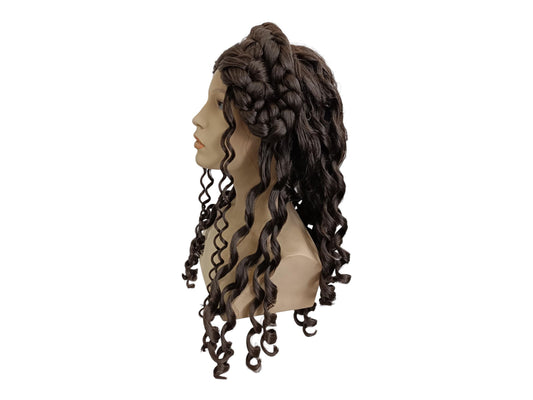 Helen Of Troy Wig – Dark Brown Version Goddess Wig With Braids And Long Curls – Historical Theater Wig – Medieval, Baroque, Hair