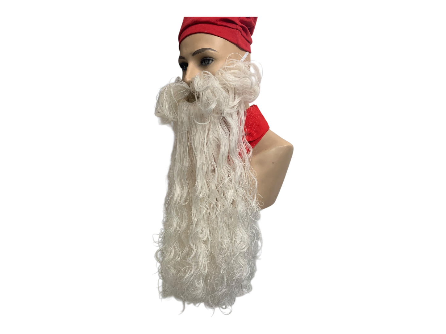 Professional Santa Claus' Beard ONLY with two rubber ribbons Egg-White Color