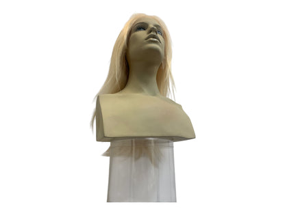 Long Straight Platinum Blonde Human Hair Lace Front Wig