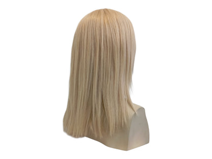 Long Straight Blonde Human Hair Wig - Invisible Shoulder Length Wig