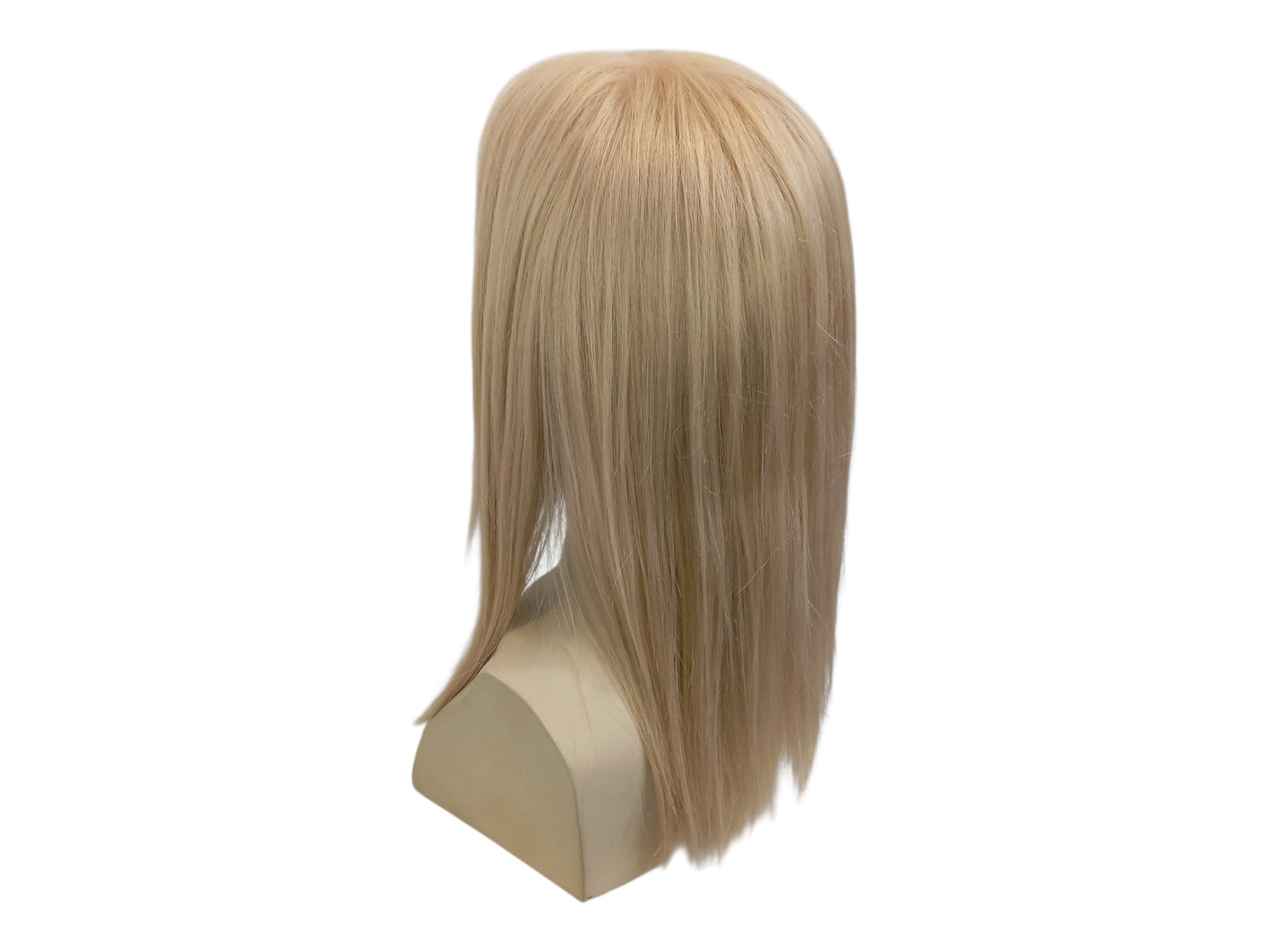 Long Straight Blonde Human Hair Wig - Invisible Shoulder Length Wig