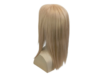 Long Straight Blonde Human Hair Wig - Invisible Shoulder Length Wig